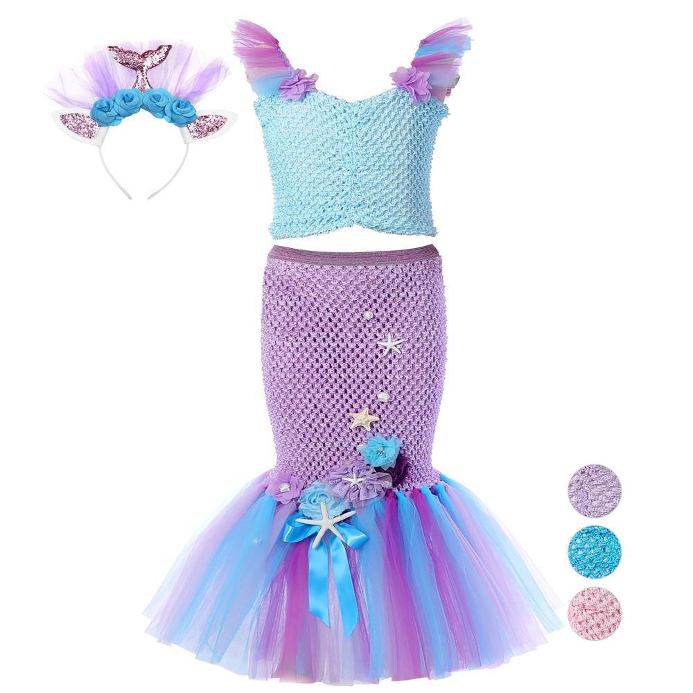 Mermaid Princess Costume Kids Girls Cosplay Party Tutu Dress Halloween Outfit - Pajamasbuy