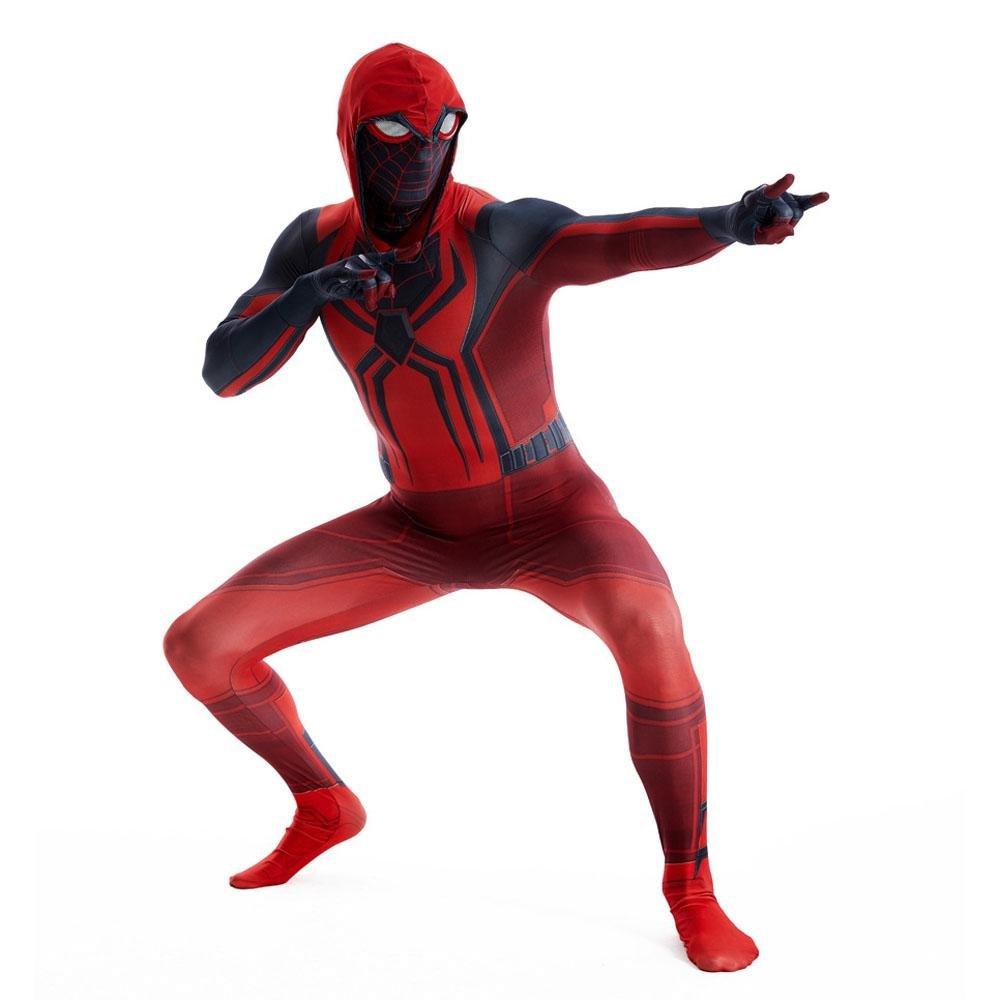 Miles Morales Crimson Cowl Spider Man Costume Red Cape Halloween Cosplay for Kids and Adults - Pajamasbuy