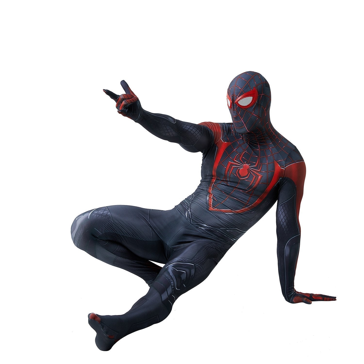 BuyMiles Morales Spider - Man 2 Black Cosplay Jumpsuit for Adults and Kids Now Cheaper With 3 - 5 Days Ship - PajamasBuy