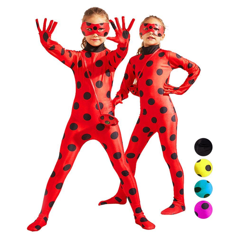 BuyMiraculous Ladybug Cosplay Costume Kids Zentai Bodysuit Halloween Jumpsuit for Girls Boys Now Cheaper With 3 - 5 Days Ship - PajamasBuy