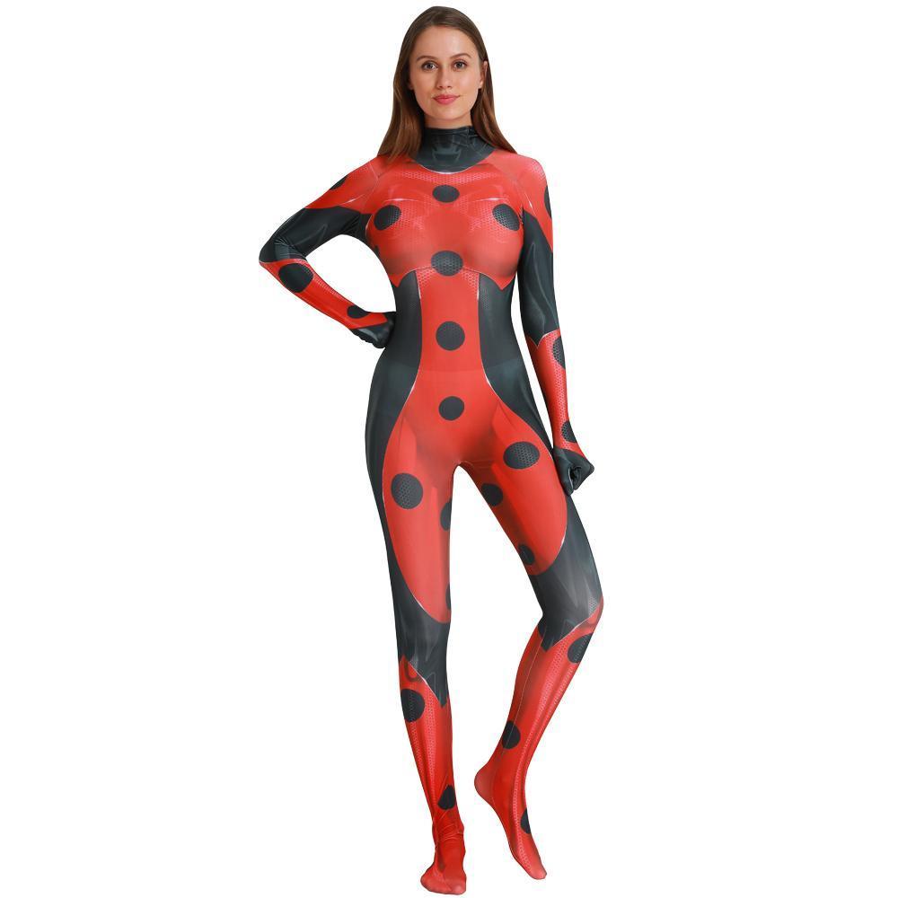 BuyMrBug Female Halloween Cosplay Miraculous Ladybug Costume Zentai Bodysuit Now Cheaper With 3 - 5 Days Ship - PajamasBuy