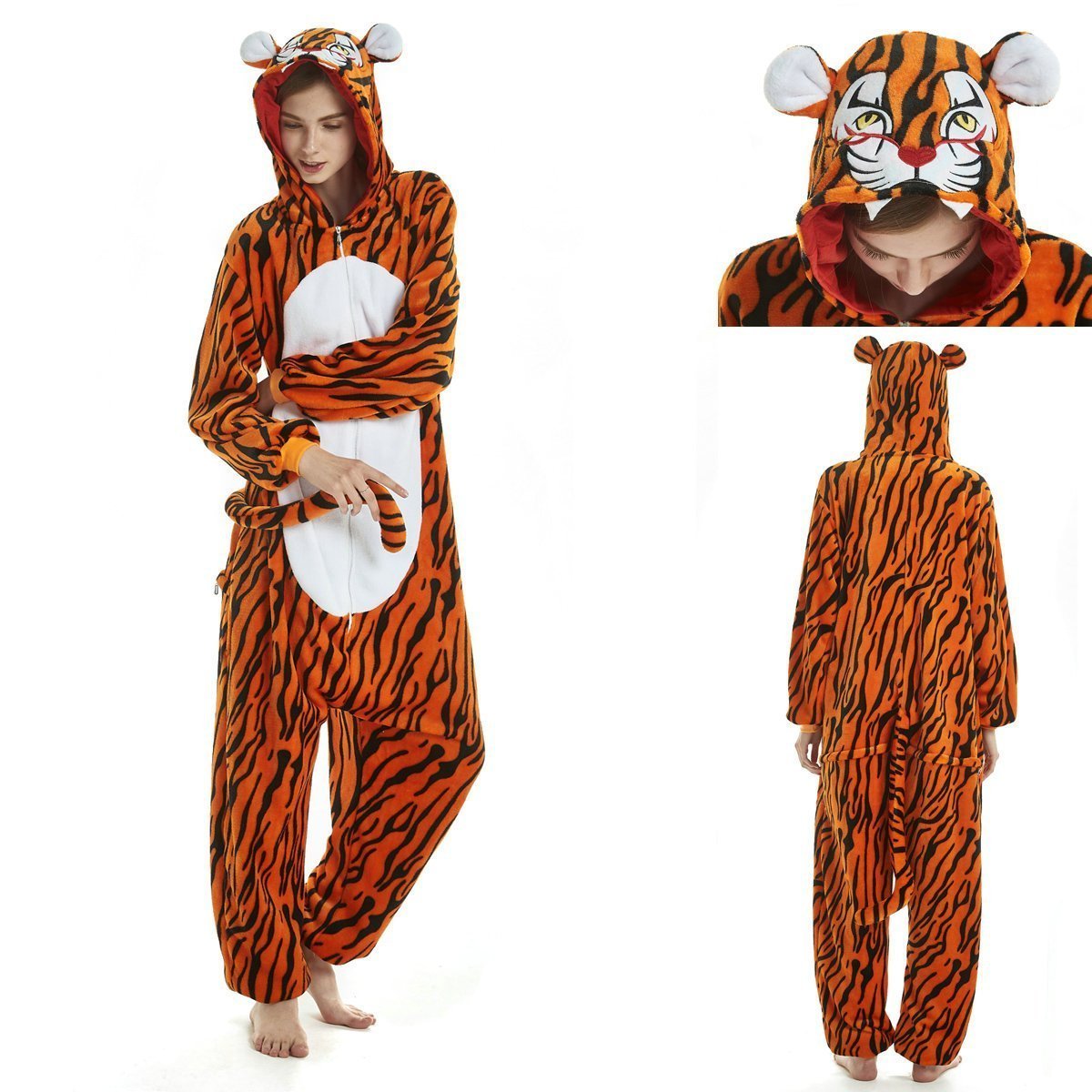 BuyNew Tiger Kigurumi Onesies Pajamas For Adult costume Now Cheaper With 3 - 5 Days Ship - PajamasBuy