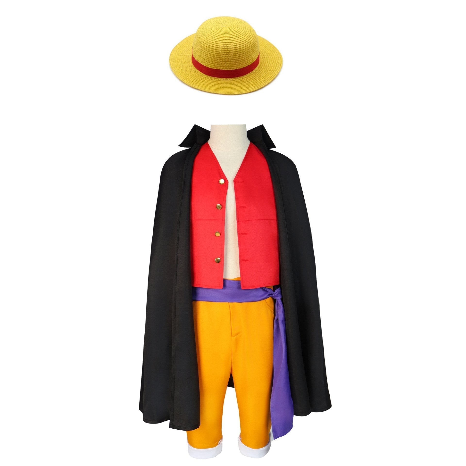 Buyone picece luffy costume Anime Cosplay with straw hat Whole Set Now Cheaper With 3 - 5 Days Ship - PajamasBuy