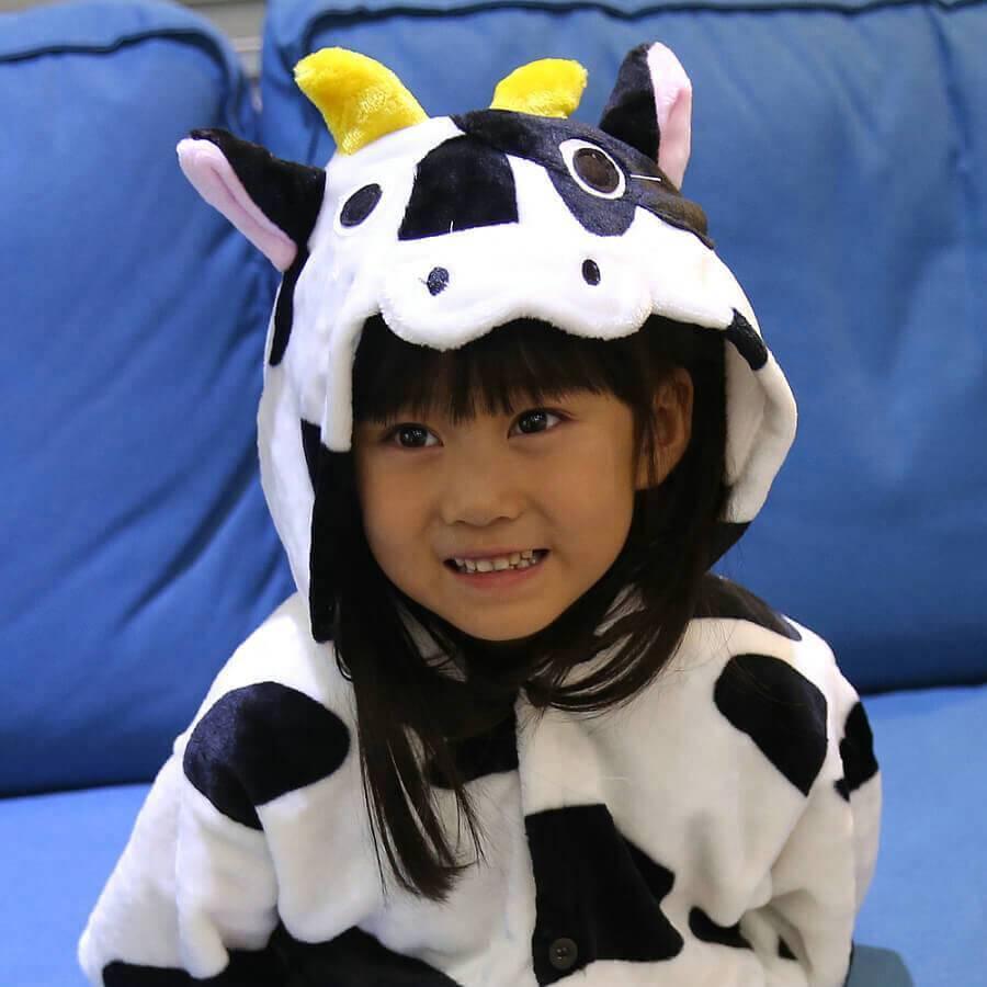 Onesies Hoodie Kids Cow Animal Costume Pajamas Kigurumi - Pajamasbuy