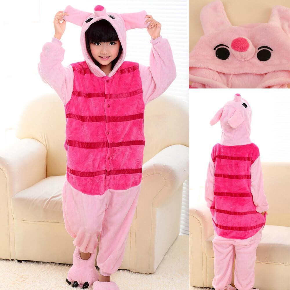 Piglet Pink Pig Kids Onesies Hoodie Pajamas Kigurumi Costume - Pajamasbuy