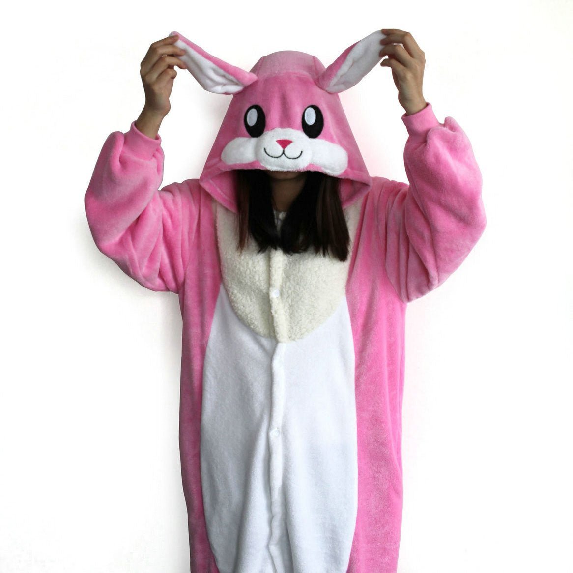 BuyPink Rabbit Onesies Hoodie Pajamas Animal Costume Kigurumi Now Cheaper With 3 - 5 Days Ship - PajamasBuy