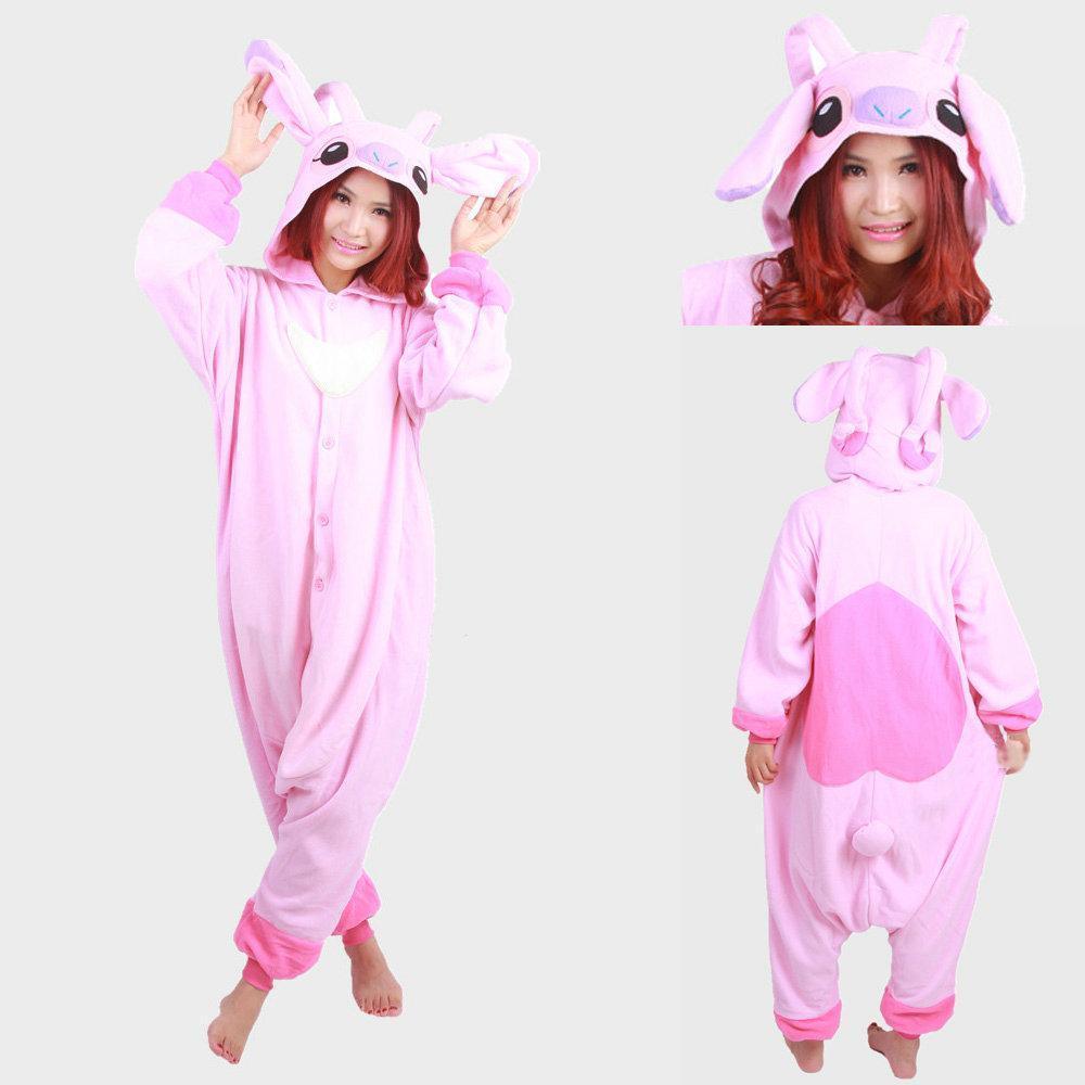 Pink Stitch Long Sleeve Kigurumi Onesies Pajamas Costume - Pajamasbuy