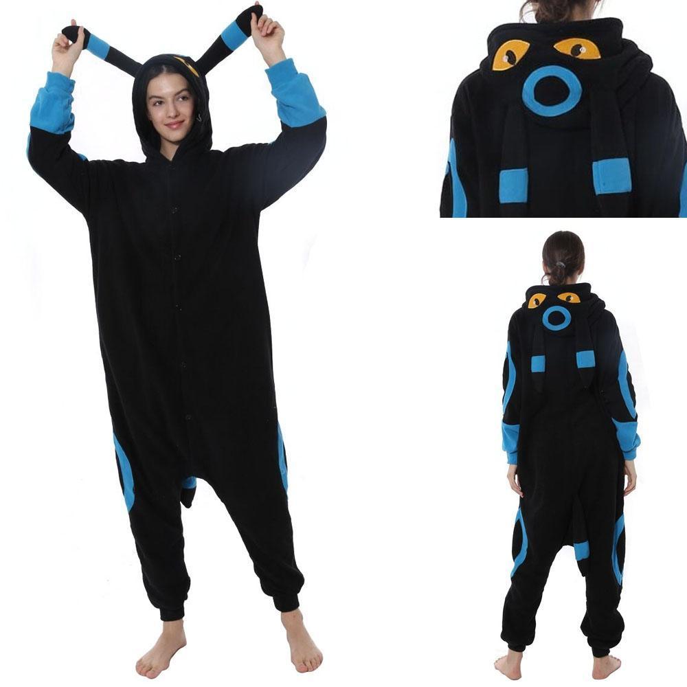 BuyPokemon Blue Umbreon Eevee Kigurumi Onesie Hoodie Costume Pajamas Black Pajamas Now Cheaper With 3 - 5 Days Ship - PajamasBuy