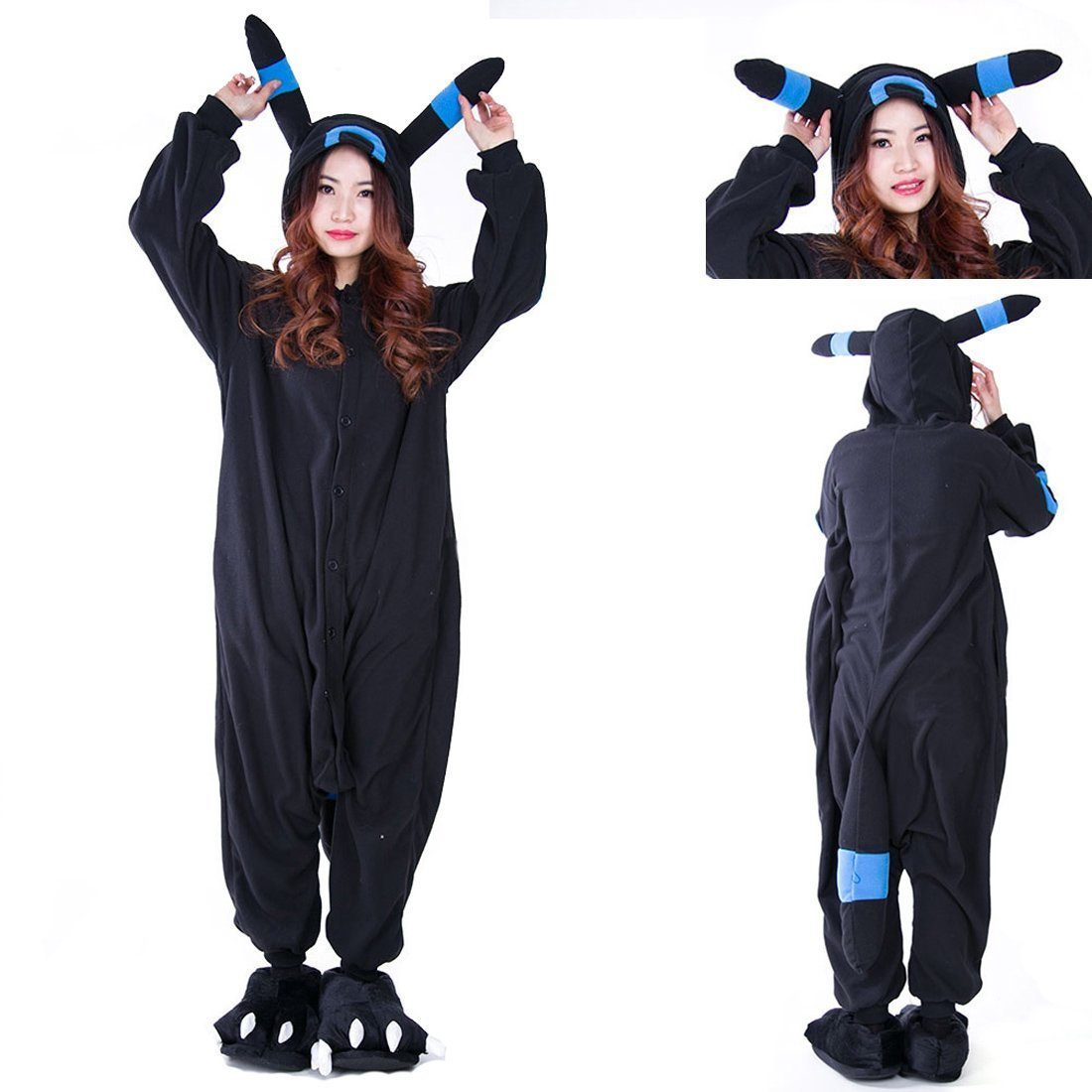 BuyPokemon Umbreon Eevee Kigurumi Onesie Hoodie Costume Pajamas Now Cheaper With 3 - 5 Days Ship - PajamasBuy