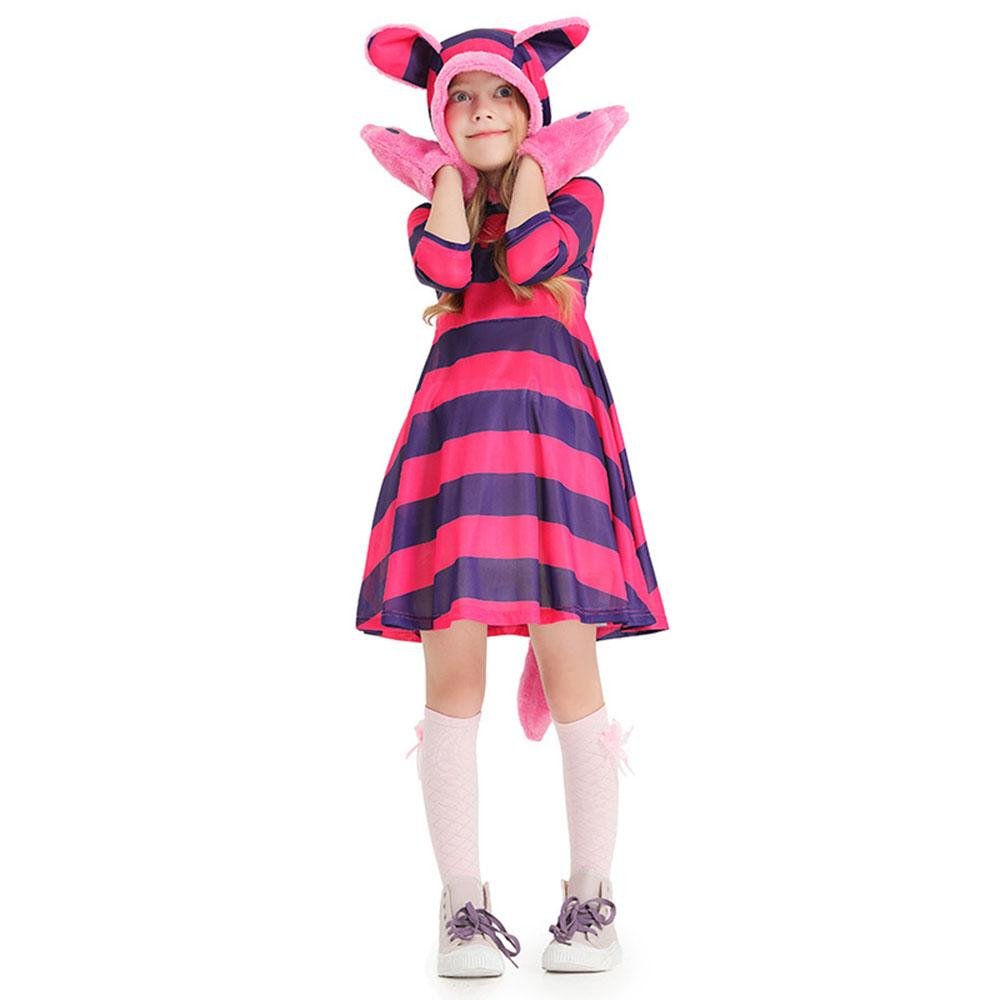 BuyPurple Striped The Cheshire Cat Dress Halloween Outfits Carnival Cosplay Costume For Kids Now Cheaper With 3 - 5 Days Ship - PajamasBuy