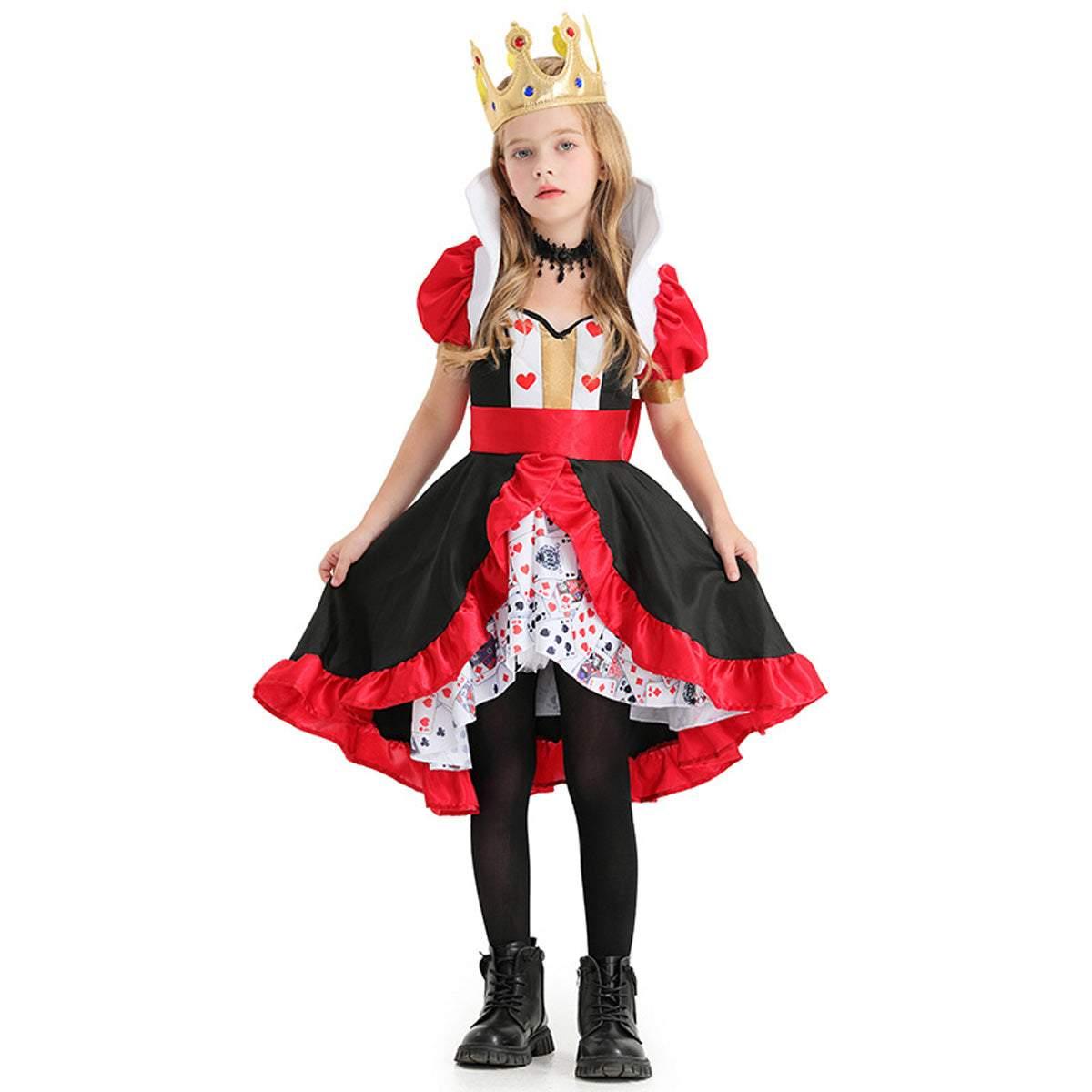 Queen of Hearts Outfits Halloween Carnival Suit Cosplay Costume For Kids - Pajamasbuy