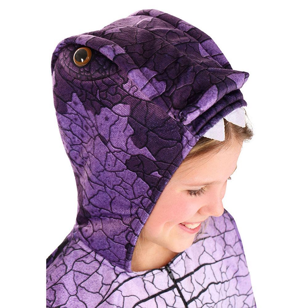 BuyRavenous Raptor Dinosaur Cosplay Costume Purple Hooded Jumpsuit Outfit Halloween for Kids Now Cheaper With 3 - 5 Days Ship - PajamasBuy