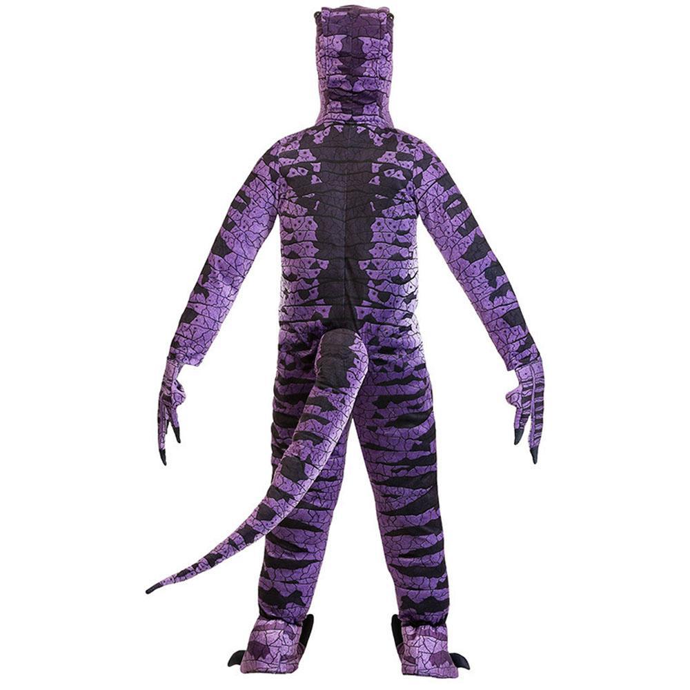 BuyRavenous Raptor Dinosaur Cosplay Costume Purple Hooded Jumpsuit Outfit Halloween for Kids Now Cheaper With 3 - 5 Days Ship - PajamasBuy