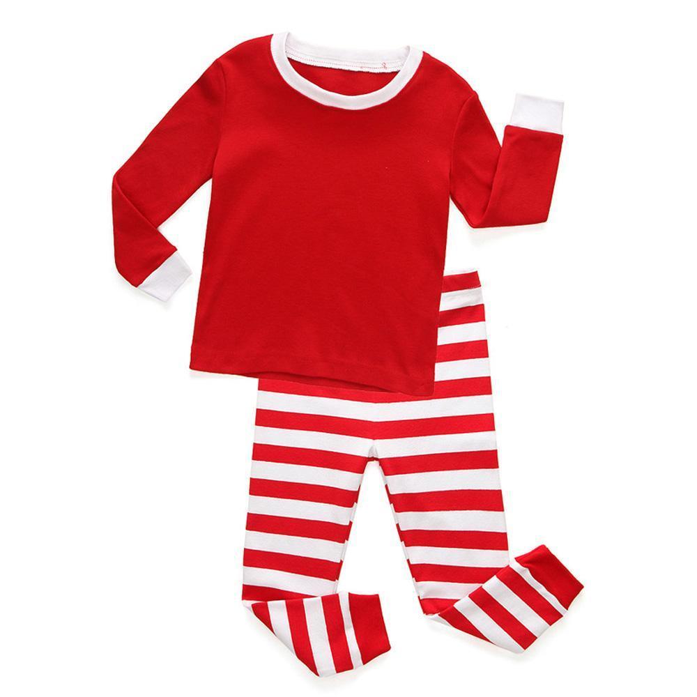 BuyRed Green Christmas Kids Sleepwear Stripes Top Pants Pajamas Set Now Cheaper With 3 - 5 Days Ship - PajamasBuy