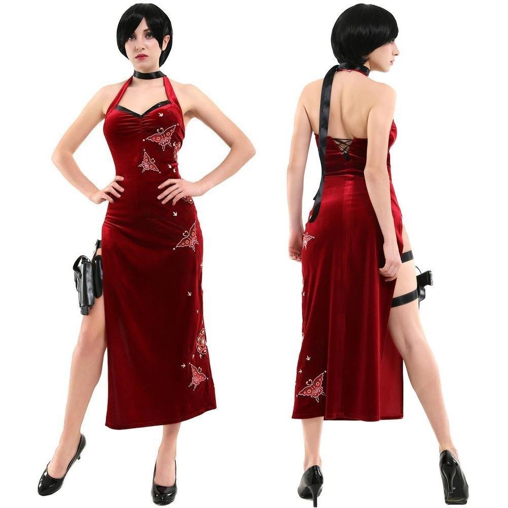 Resident Evil Ada Wong Lunar Costue Sleeveless cheongsam Slit Long Skirt - Pajamasbuy