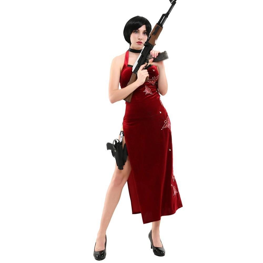 Resident Evil Ada Wong Lunar Costue Sleeveless cheongsam Slit Long Skirt - Pajamasbuy