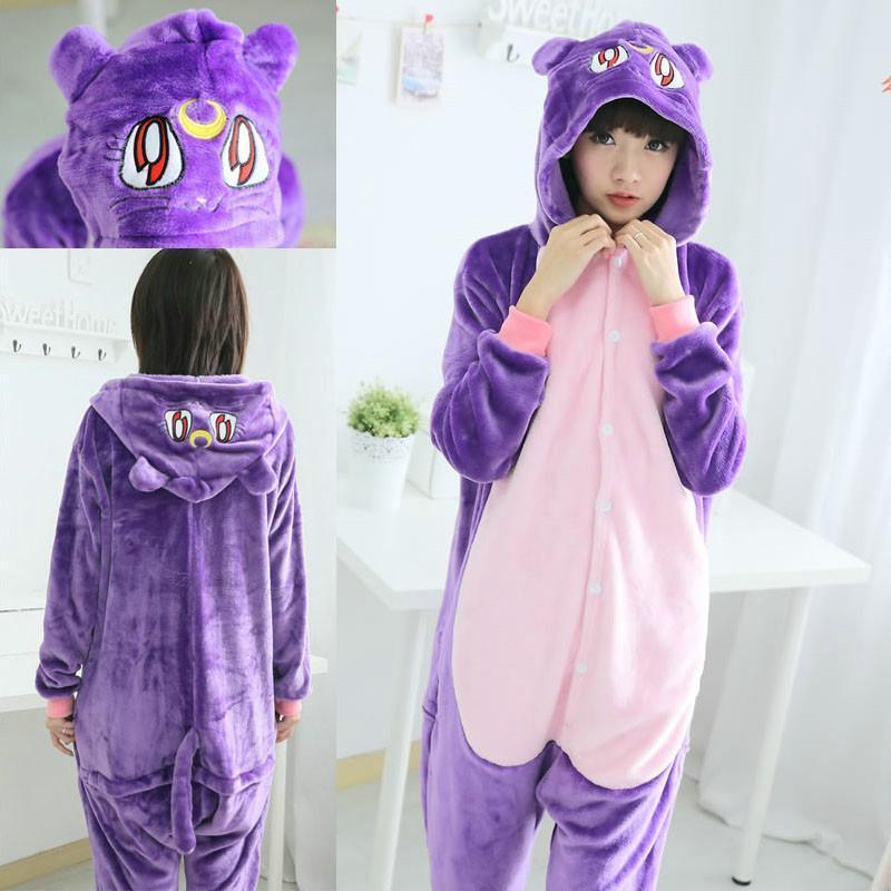 Sailor Moon Cat Luna Animal Onesies Kigurumi Pajamas Costume - Pajamasbuy