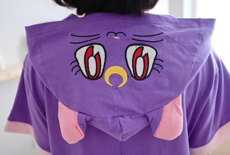 BuySailor moon Purple Cat Luna Animal Onesie Pajamas Short Sleeve Now Cheaper With 3 - 5 Days Ship - PajamasBuy