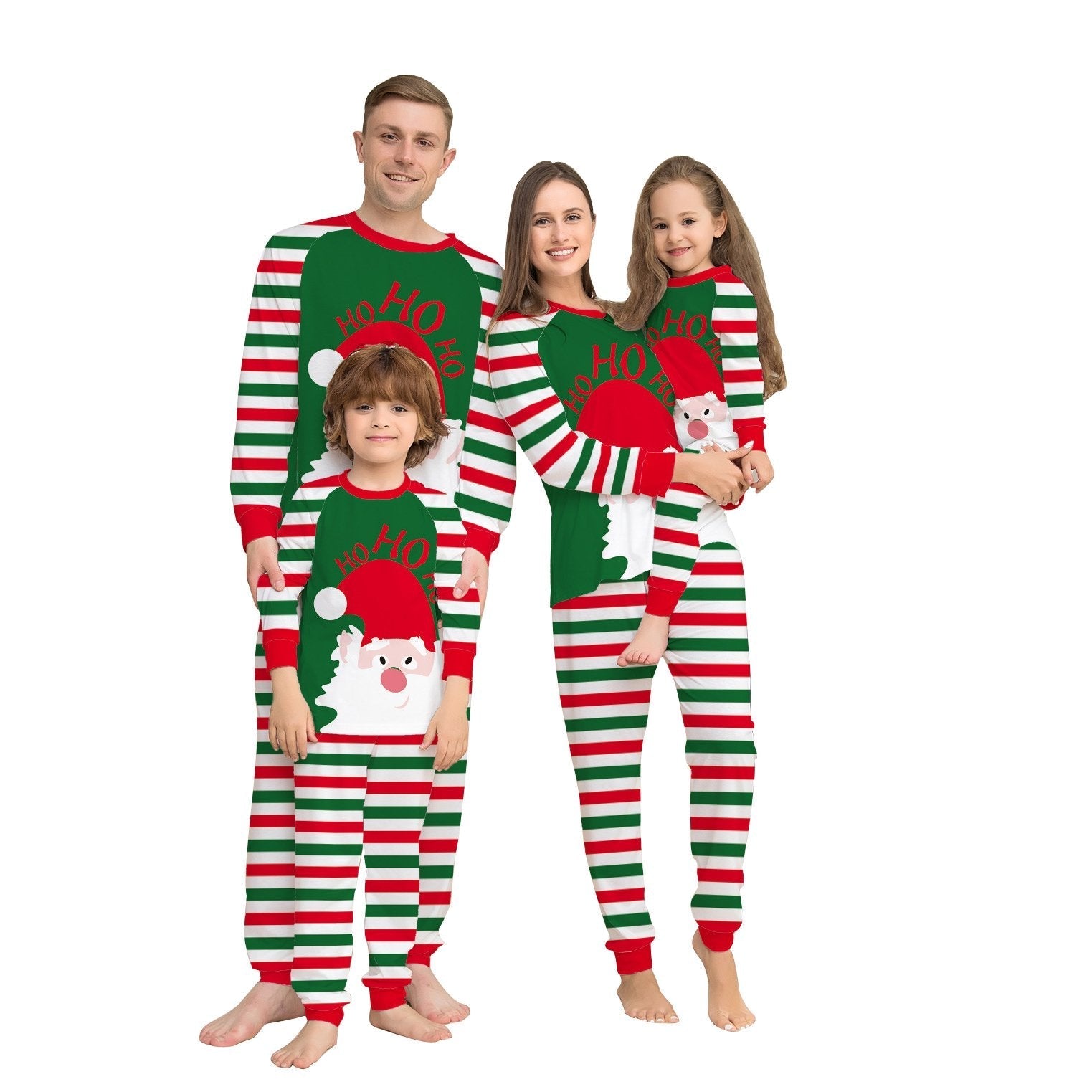 BuySanta Stripes Green White Christmas Family Couples Matching Pajamas Party Sets Now Cheaper With 3 - 5 Days Ship - PajamasBuy