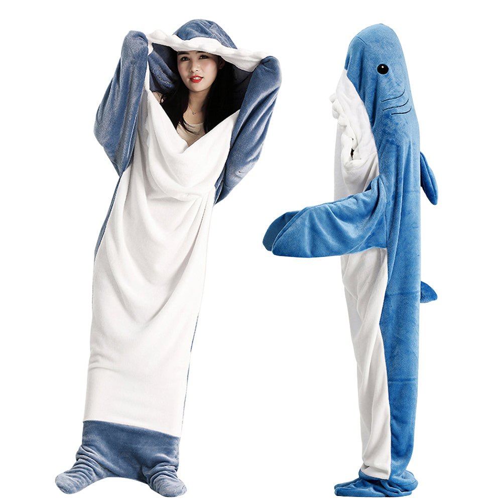 BuyShark Blanket Sleeping Bag Loose Onesies Pajamas Adult Super Soft Fleece Hoodie Now Cheaper With 3 - 5 Days Ship - PajamasBuy