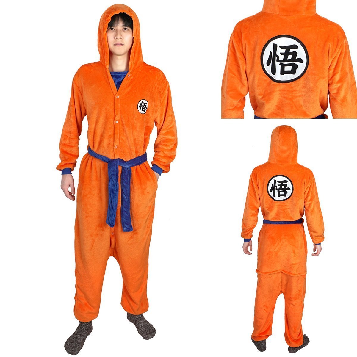 BuySon Goku Pajamas Anime Kigurumi Adult Unisex Onesie Flannel Sleepwear Now Cheaper With 3 - 5 Days Ship - PajamasBuy