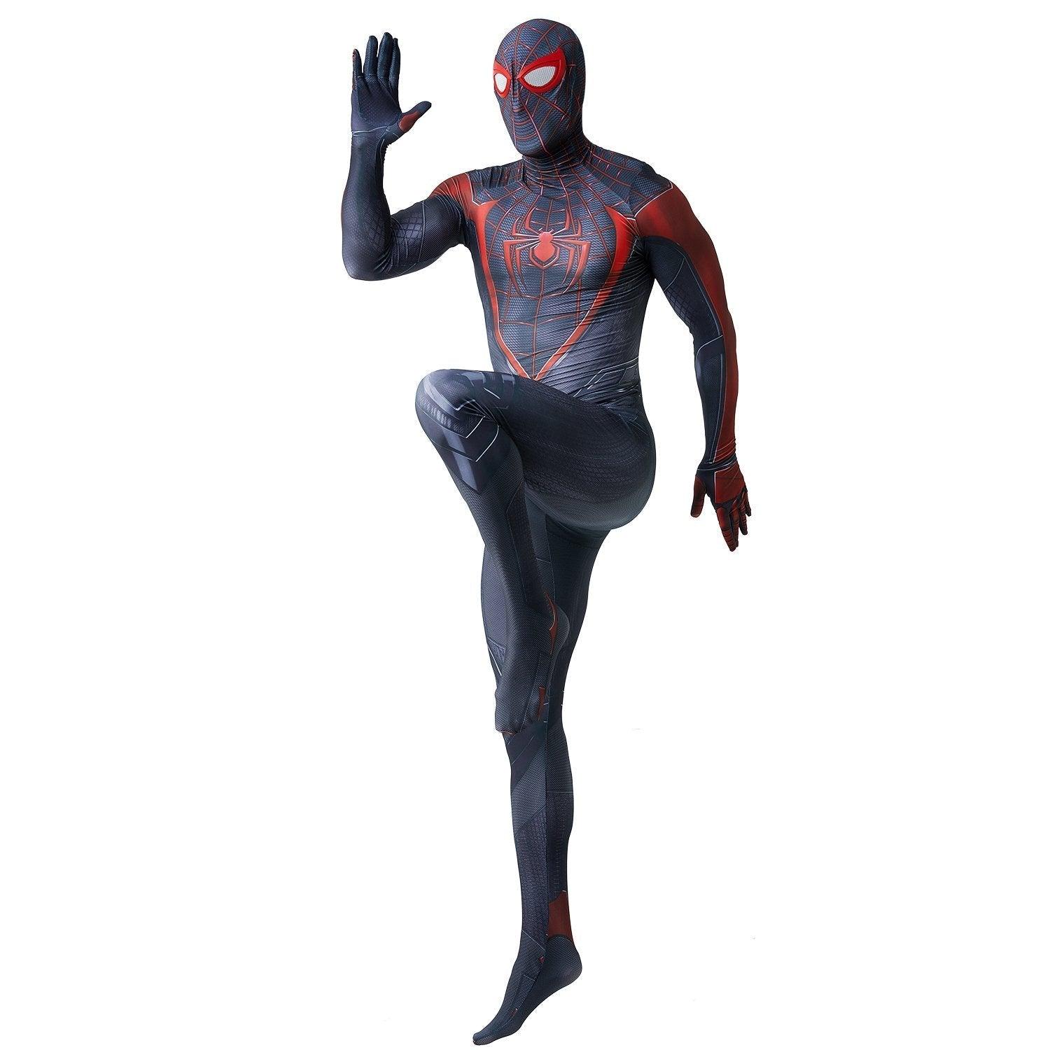 Spider - Man 2 Miles Morales Black Cosplay Jumpsuit Costume for Adults and Kids - Pajamasbuy