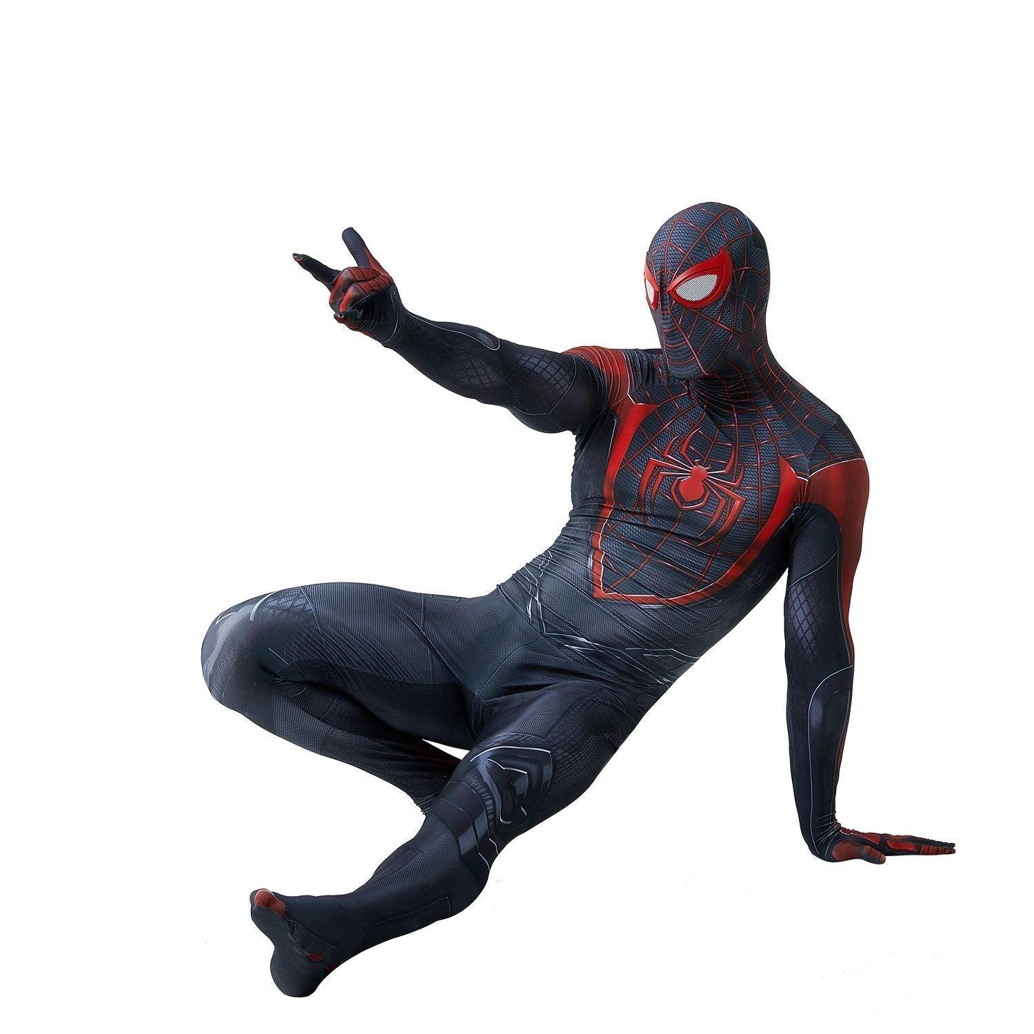 Spider - Man 2 Miles Morales Black Cosplay Jumpsuit Costume for Adults and Kids - Pajamasbuy