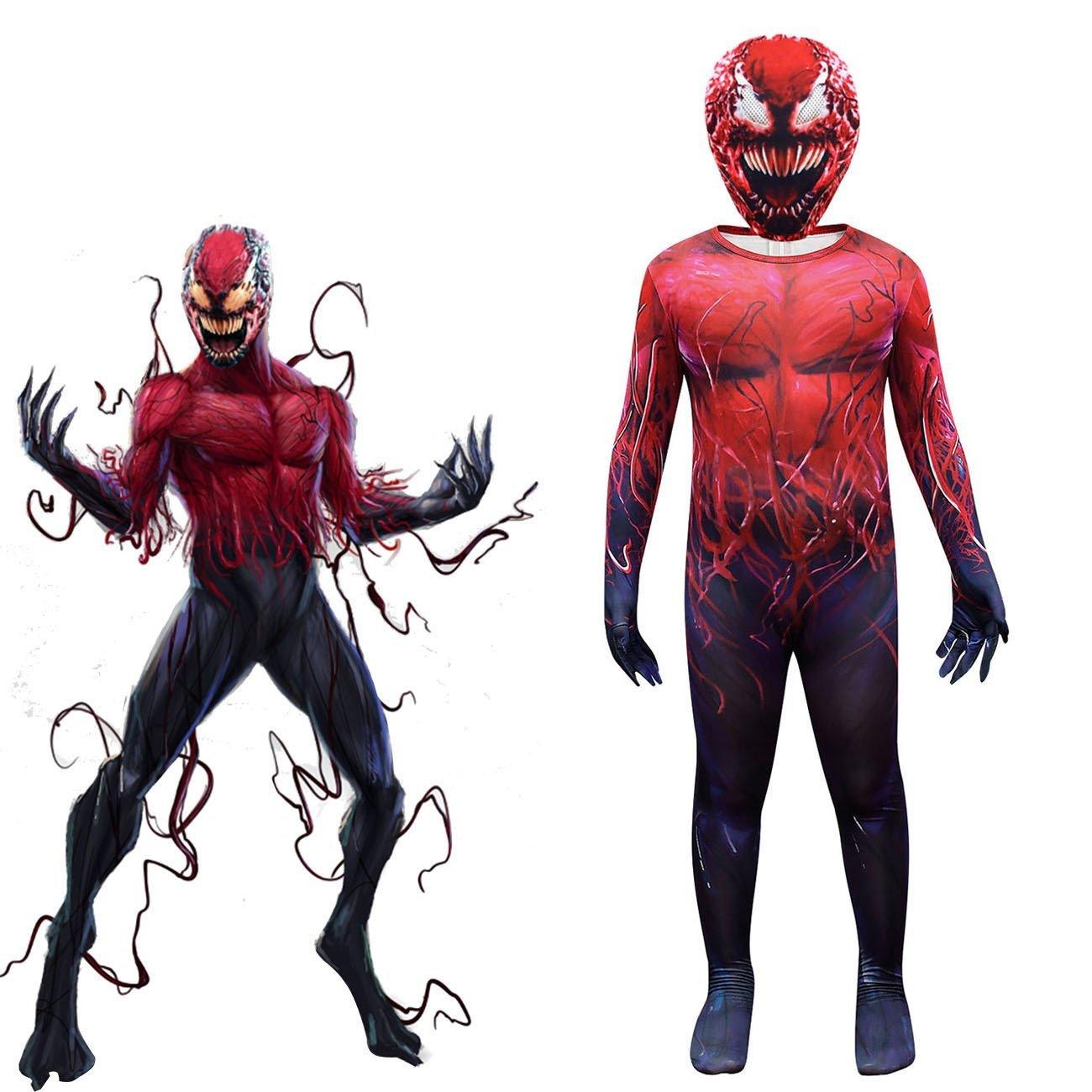 Spider - Man CARNAGE RED VENOM Costume For Kids Deluxe Zentai Cosplay Jumpsuits With Head Mask Halloween - Pajamasbuy