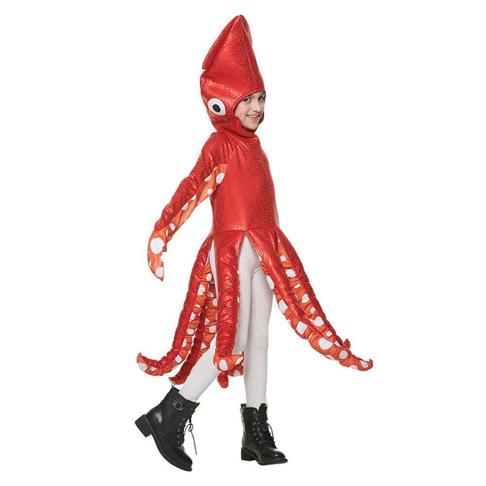 BuySquid Costume Red Leggings Jumpsuit Marine Life Cosplay Halloween Christmas School Party for Kids Now Cheaper With 3 - 5 Days Ship - PajamasBuy