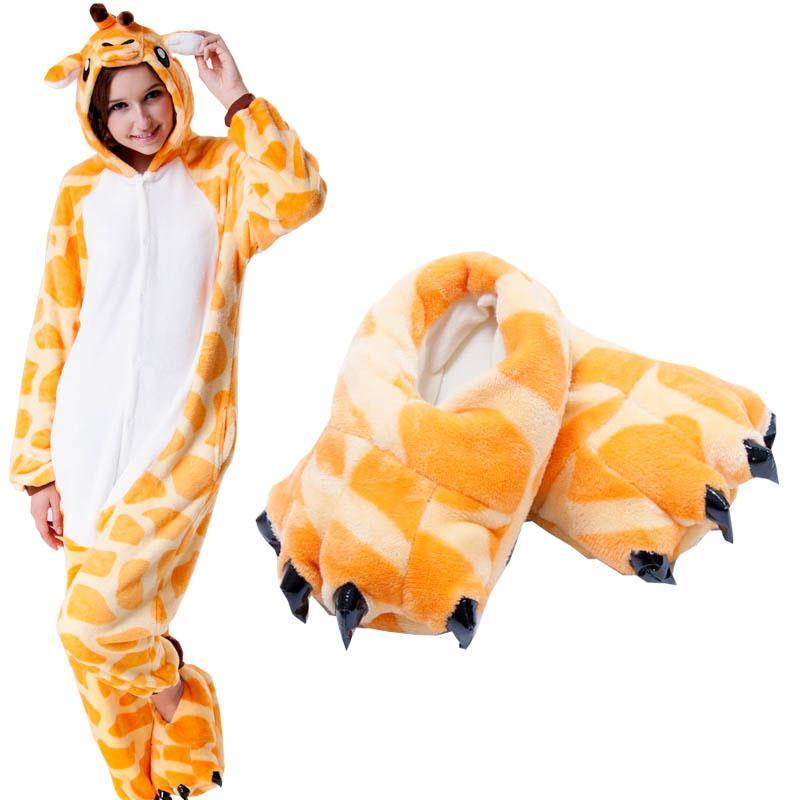 BuyUnisex Animal Giraffe cosplay Kigurumi fleece slippers shoes Now Cheaper With 3 - 5 Days Ship - PajamasBuy