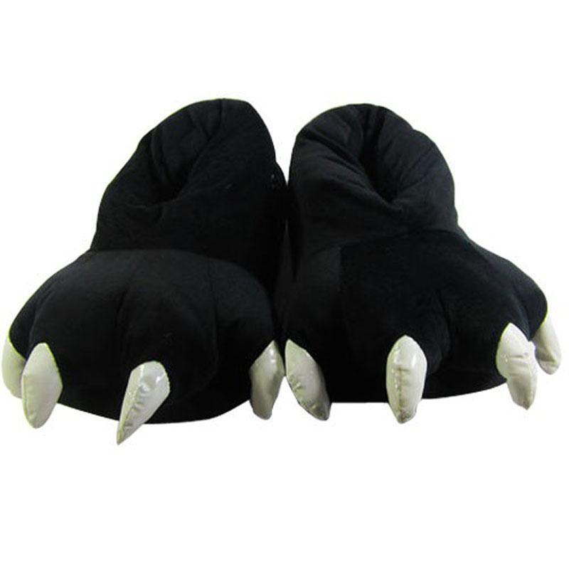 Unisex Animal Panda Black Pig cosplay Kigurumi fleece slippers shoes - Pajamasbuy