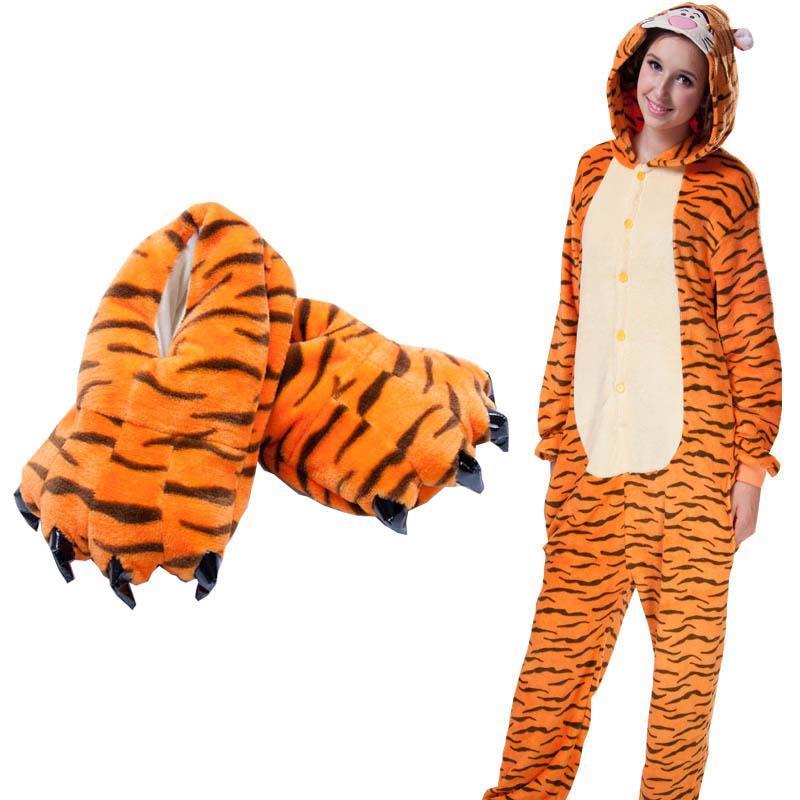 BuyUnisex Animal Tigger cosplay Kigurumi fleece slippers shoes Now Cheaper With 3 - 5 Days Ship - PajamasBuy