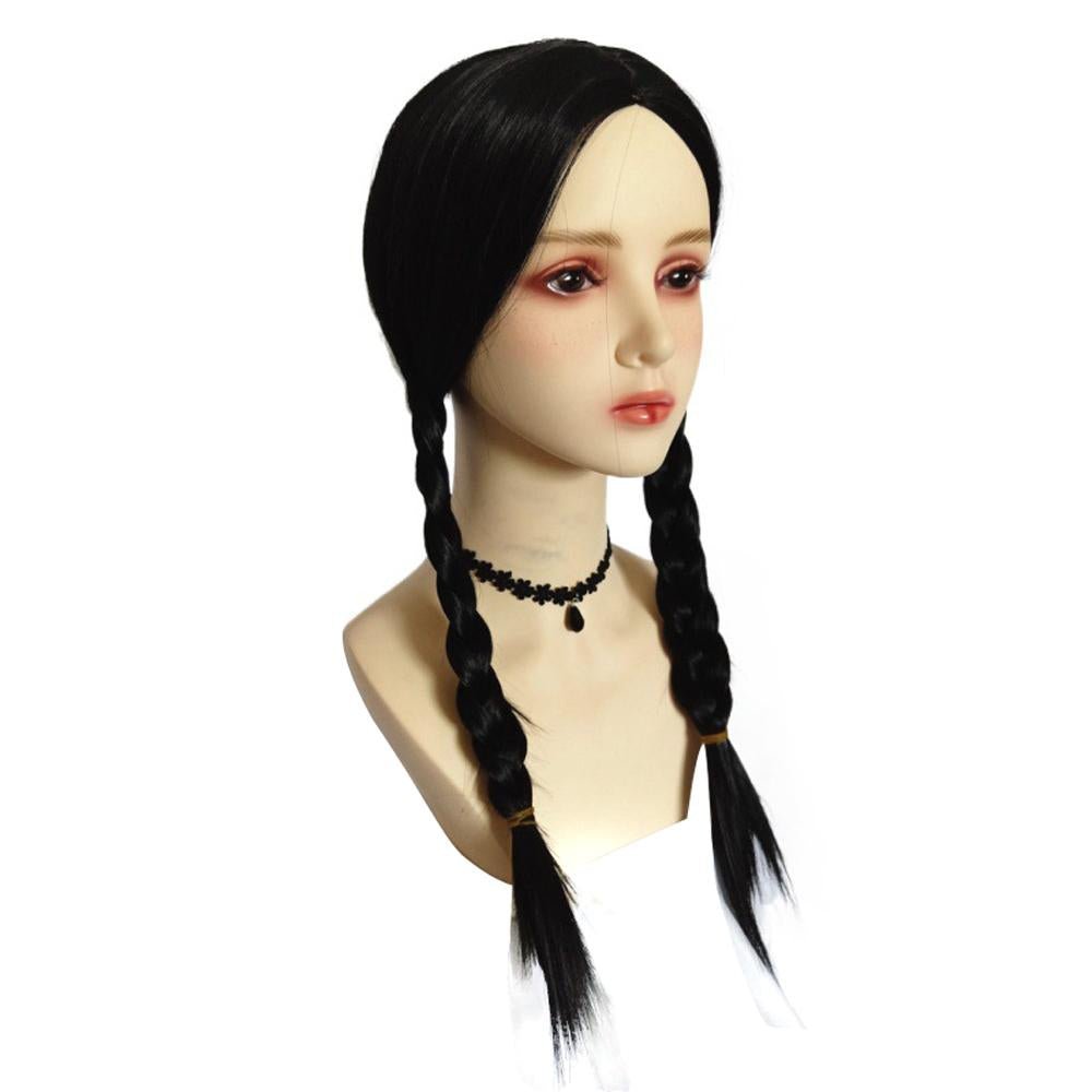 BuyWednesday Addams Wig The Addams Family Cosplay Black middle part braid wigs For Adult Now Cheaper With 3 - 5 Days Ship - PajamasBuy