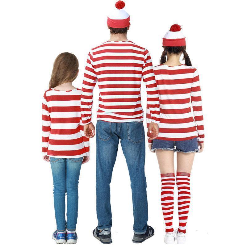 Where's Wally Wally Anime Cosplay Family Matching Costume - Pajamasbuy