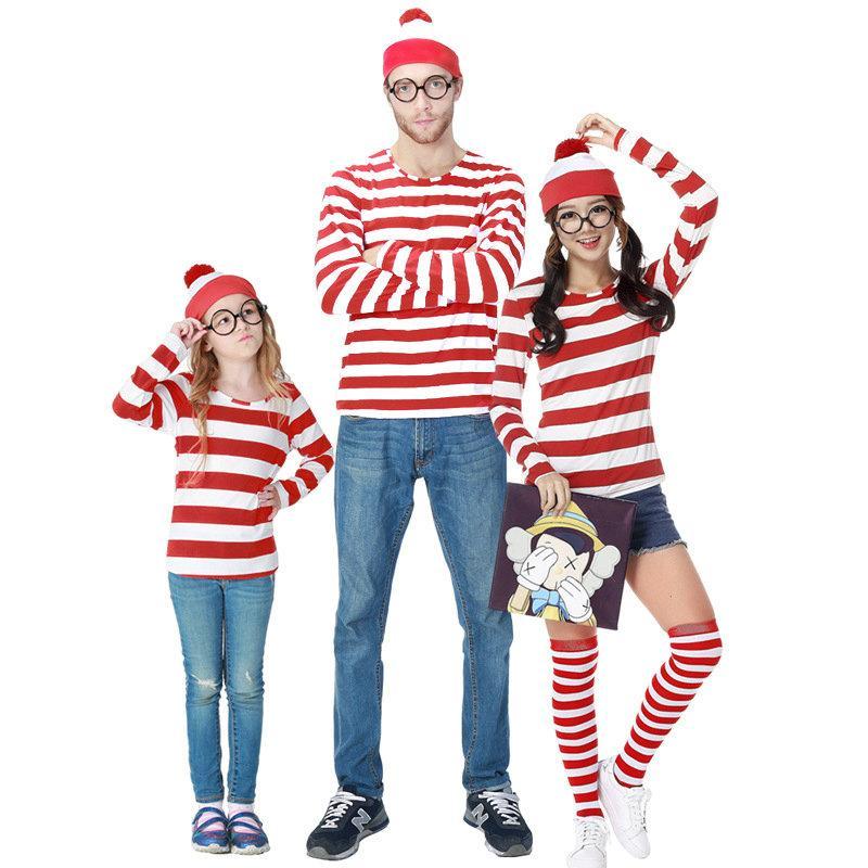 BuyWhere's Wally Wally Anime Cosplay Family Matching Costume Now Cheaper With 3 - 5 Days Ship - PajamasBuy