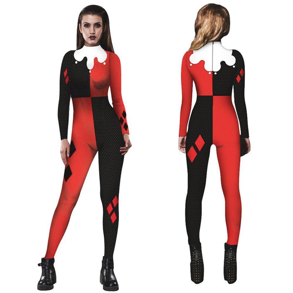 BuyWomen Adult Halloween Digital Printed Clown Costume Jumpsuit Now Cheaper With 3 - 5 Days Ship - PajamasBuy