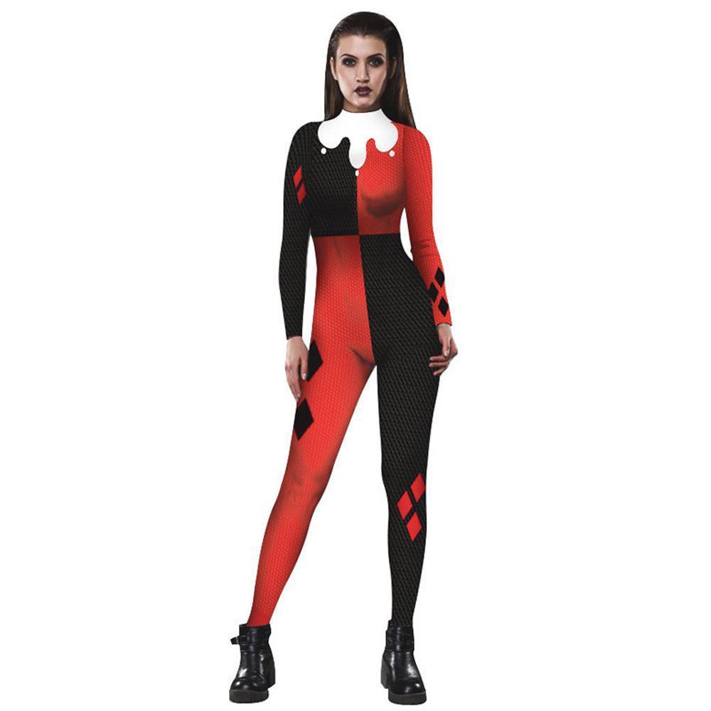 BuyWomen Adult Halloween Digital Printed Clown Costume Jumpsuit Now Cheaper With 3 - 5 Days Ship - PajamasBuy